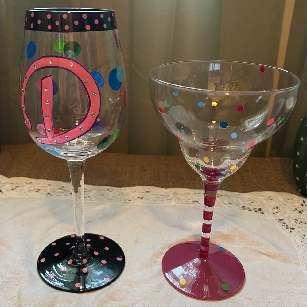 Salute to the Diva in your life Colorful Hand-Painted Wine Cocktail Glass Set